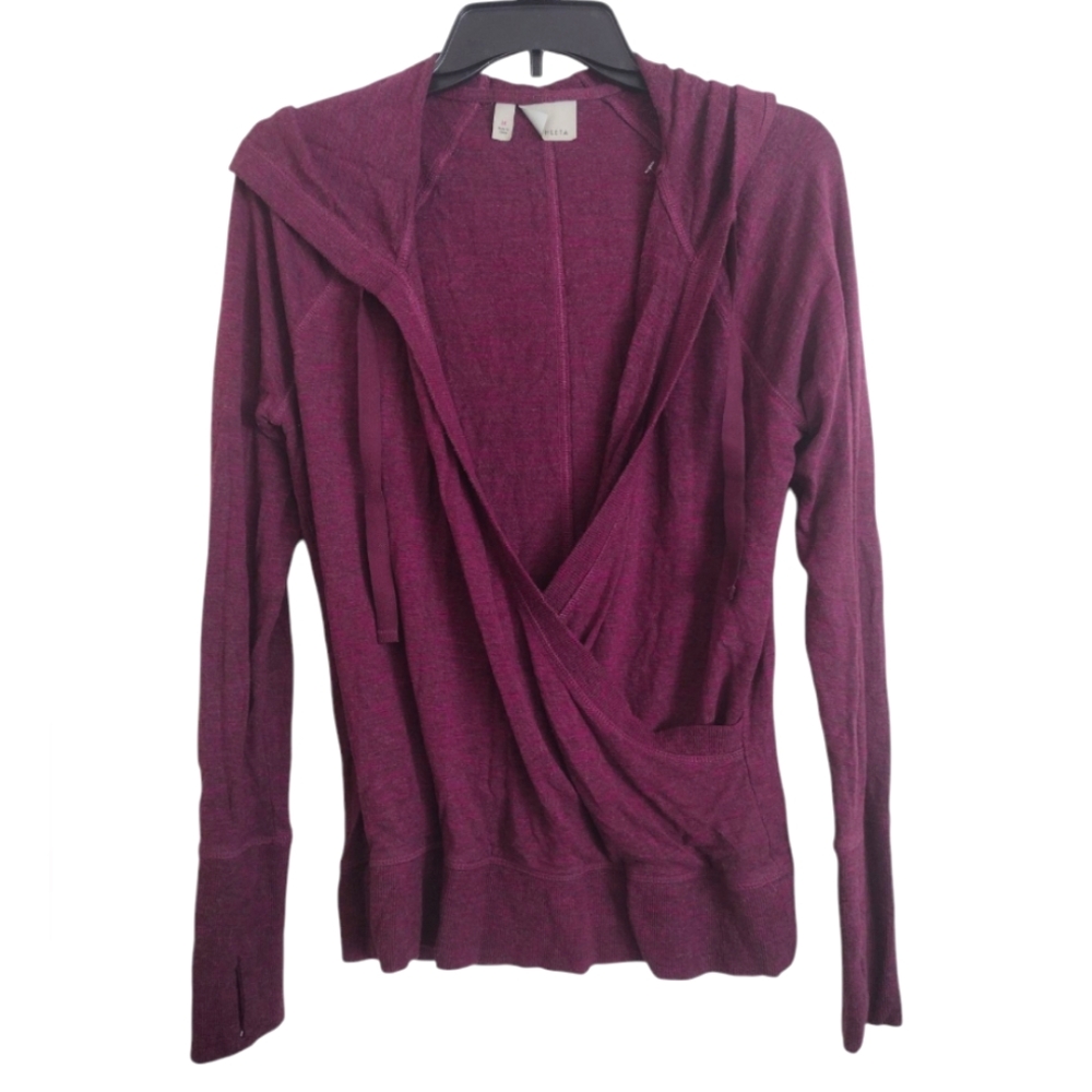 Athleta Inner Twist Pullover Hoodie Purple Pink Rayon Spandex Size Medium